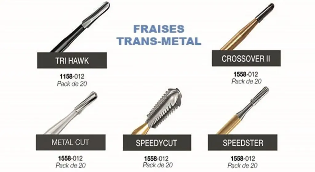 Fraise trans-métal dentaire